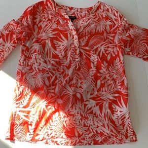 TALBOTS RED AND WHITE BEACH TUNIC